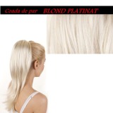 Coada de Par Sintetica, lungime 55 cm, culoare blond platinat ( # 613 )